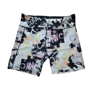 Calvin Klein Performance NYC Graffiti Logo Bike Shorts Multi Color Womens XL